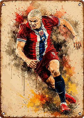Erling Haaland Norway Soccer Poster