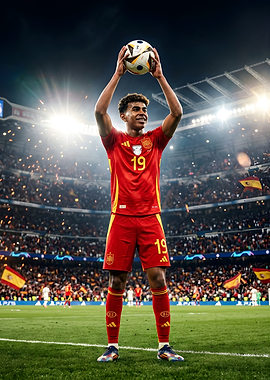 Lamine Yamal Celebrating Spain Victory