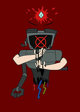 Inscryption Glitchy Robot Character Illustration
