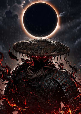 Dark Samurai Under Solar Eclipse