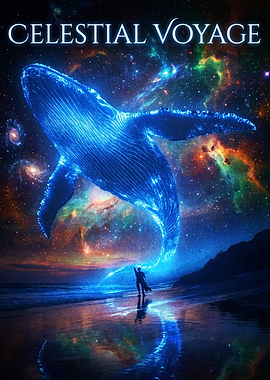 Celestial Voyage Cosmic Whale Poster