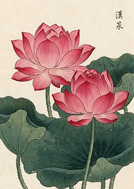 Traditional Chinese Lotus Flower Painting