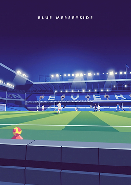 Blue Merseyside Everton Football Stadium Poster