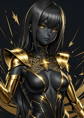 Black and Gold Anime Warrior