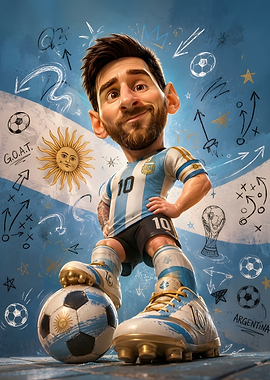Lionel Messi Caricature Soccer Illustration