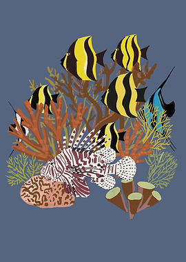 Colorful Tropical Fish and Coral Reef