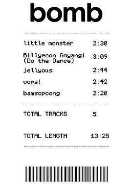 Bomb Album Tracklist Receipt