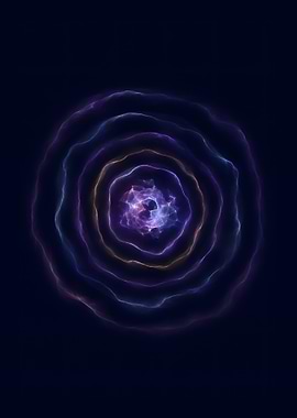 Neon Fractal Rings Abstract Cosmic Aura Art
