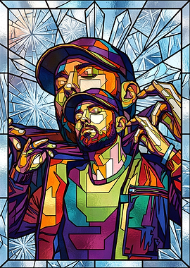 Eminem Stained Glass Pop Art Portrait