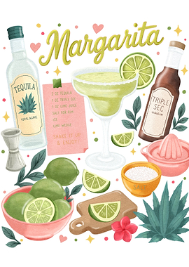 Margarita Cocktail Recipe Illustration