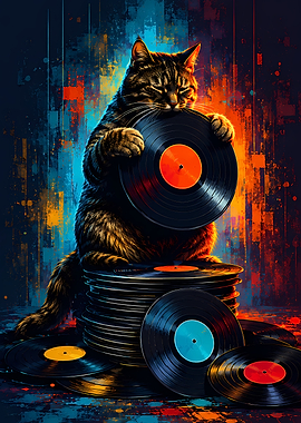 Cat Holding Vinyl Record
