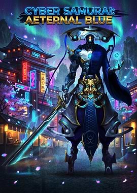 Cyber Samurai Aeternal Blue Poster