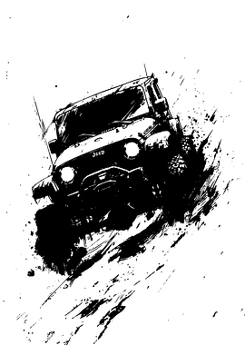 Jeep Wrangler Off-Road Ink Illustration