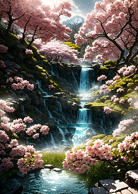 Sakura Waterfall Cherry Blossom Japan