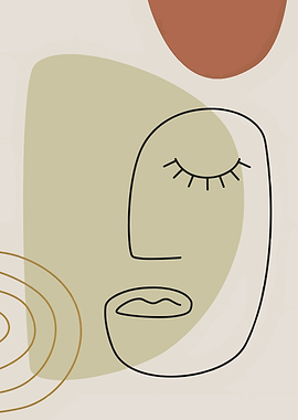 Minimalist Abstract Line Art Face
