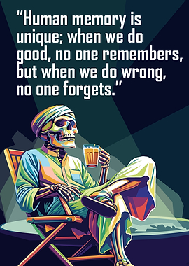 Skeleton Drinking Tea Inspirational Quote Poster