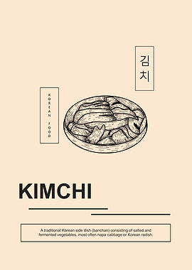 Minimalist Kimchi Korean Food Poster