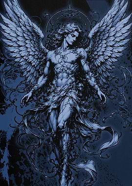 Dark Angelic Figure with Wings