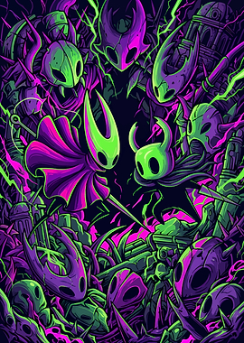 Hollow Knight Neon Battle Illustration