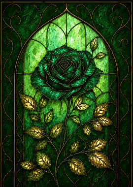 Emerald Stained Glass Rose