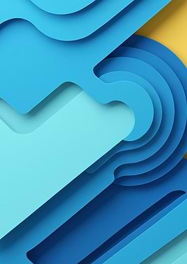 Abstract Blue Layered Paper Art