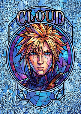 Cloud Strife Stained Glass Portrait