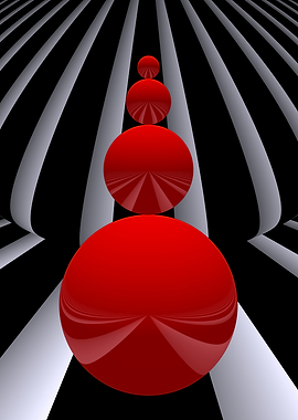 Abstract Red Spheres on Striped Background