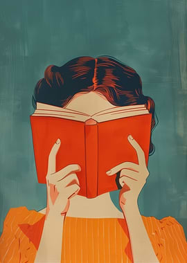 Woman Reading a Red Book
