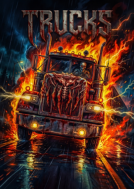 Demonic Semi Truck Horror Poster