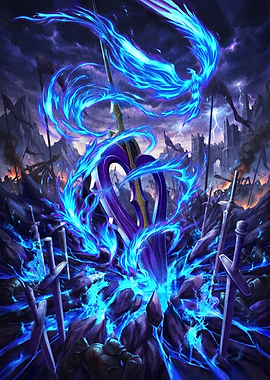 Blue Flame Phoenix Sword Fantasy Art