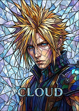 Cloud Strife Stained Glass Portrait