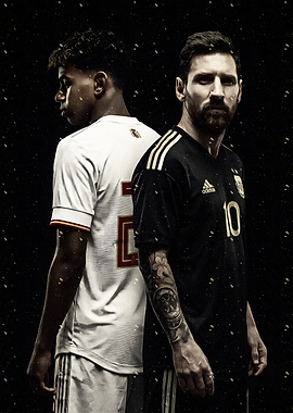 Lamine Yamal and Lionel Messi Portrait