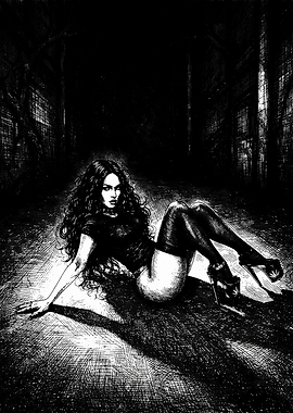Dark Gothic Woman Illustration