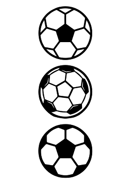 Three Black Soccer Balls outlined football graphic