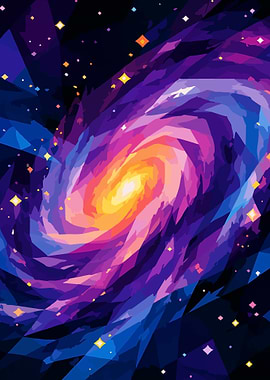 Abstract Geometric Spiral Galaxy Art