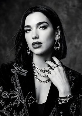 Dua Lipa Portrait in Black and White
