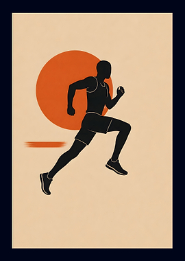 Minimalist Runner Silhouette At Sunset