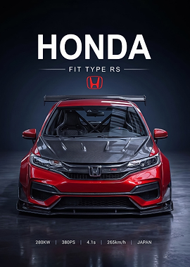 sleek Honda Fit Type RS car Poster