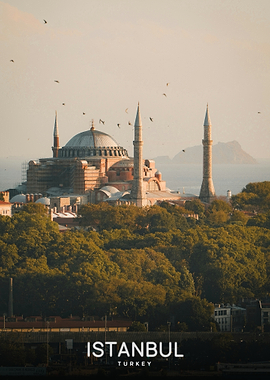 Hagia Sophia at Sunset in Istanbul
