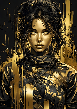 Golden Warrior Woman Portrait