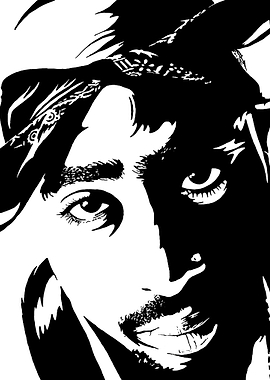 Tupac Shakur Black and White Portrait