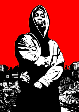 Tupac Shakur Stencil Art Portrait
