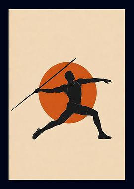 Minimalist Javelin Throw Athlete Silhouette