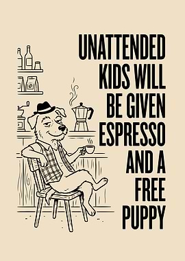 Funny Dog Coffee Shop Sign