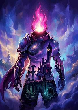 Cosmic Knight with Flaming Head