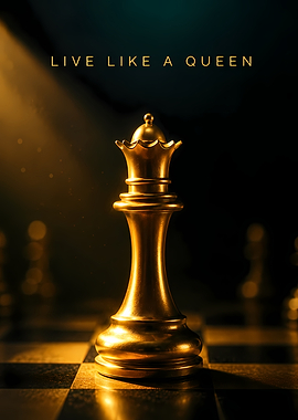 Golden Chess Queen Inspirational Poster