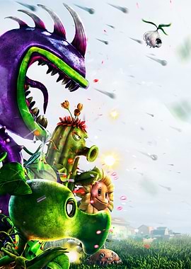 Plants Zombies Battle Scene