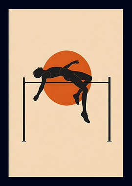 Minimalist High Jump Athlete Silhouette
