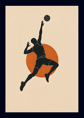 Minimalist Volleyball Spike Silhouette