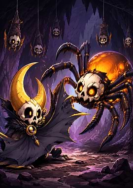 Skull-Headed Creature and Giant Spider